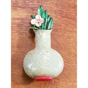 Vintage Flower Vase Brooch Pin 1.75"x.75"